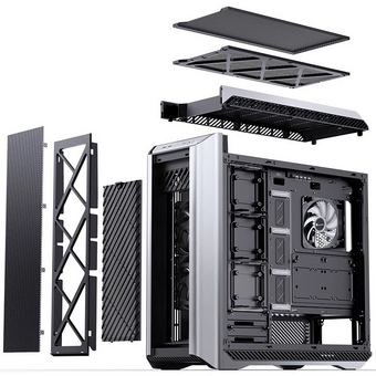  Корпус JONSBO D500 Silver без БП, боковая панель из закал. стекла, ARGB LED-strips, mini-ITX, micro-ATX, ATX, EATX, серебрянный 