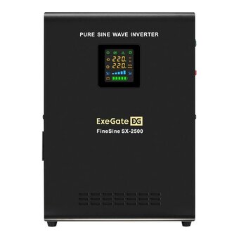  ИБП Exegate EX296002RUS FineSine SX-2500.LCD.AVR.2SH инвертор, синус, для котла настенный 2500VA/1800W, чистая синусоида, цветной LCD-дисплей 