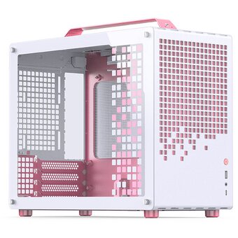  Корпус JONSBO Jonsplus Z20 Pink/White без БП, боковая панель из закал. стекла, mini-ITX, micro-ATX, бело-розовый 