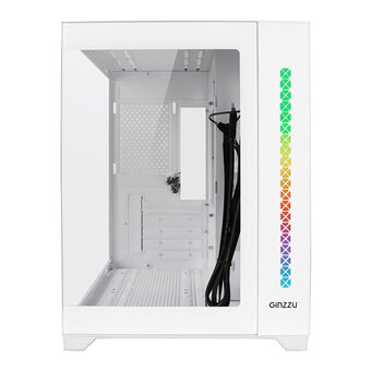  Корпус Ginzzu V420 RGB подсветка, закаленное стекло 1*USB 3.0,1*USB 2.0, AU Белый mATX 