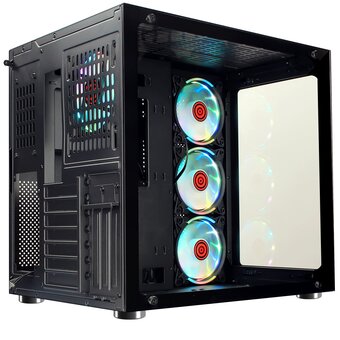  Корпус Ginzzu V530 RGB подсветка, контроллер CRC10, 4* 12R6 FAN 12CM RGB закаленное стекло 1*USB 3.0,1*USB 2.0, AU ATX 
