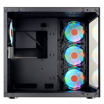 Корпус Ginzzu V530 RGB подсветка, контроллер CRC10, 4* 12R6 FAN 12CM RGB закаленное стекло 1*USB 3.0,1*USB 2.0, AU ATX 