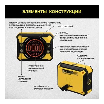  Уровень-угломер TECHNICOM TC-LA905 электронный 