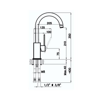  Смеситель Rivelato Orta 9021201 brina/cromo гранит 