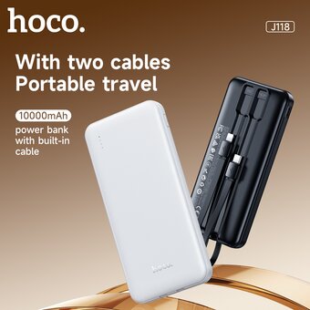  Аккумулятор внешний резервный HOCO J118 Speed energy power bank with cable 10000mAh черный 