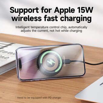  Беспроводное ЗУ HOCO CW57 Air-cooled 15W magnetic wireless fast charger черный 