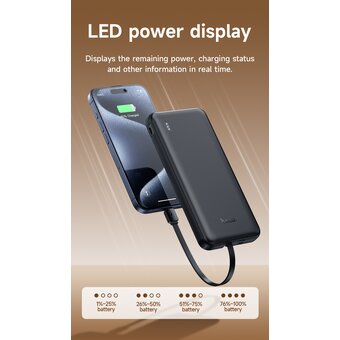  Аккумулятор внешний резервный HOCO J118 Speed energy power bank with cable 10000mAh черный 
