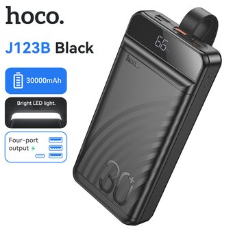  Аккумулятор внешний резервный HOCO J123B Element 22.5W+PD20W fully compatible power bank with digital display 30000mAh (чёрный) 