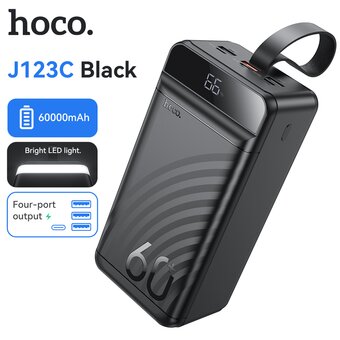  Аккумулятор внешний резервный HOCO J123C Element 22.5W+PD20W fully compatible power bank with digital display 60000mAh (чёрный) 