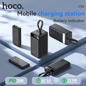  Аккумулятор внешний резервный HOCO J123B Element 22.5W+PD20W fully compatible power bank with digital display 30000mAh (чёрный) 