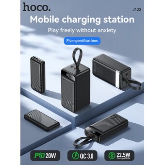  Аккумулятор внешний резервный HOCO J123B Element 22.5W+PD20W fully compatible power bank with digital display 30000mAh (чёрный) 