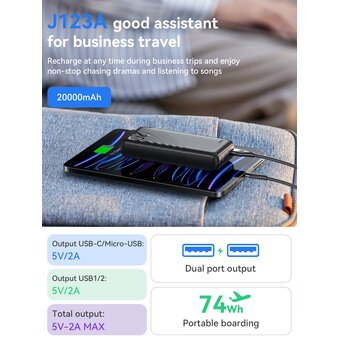  Аккумулятор внешний резервный HOCO J123A Element power bank 20000mAh черный 