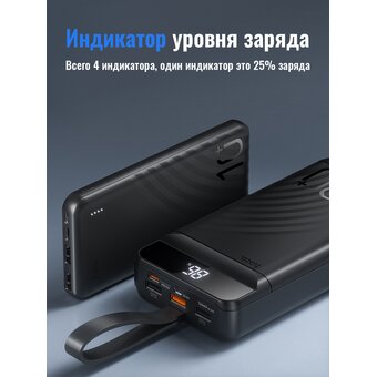  Аккумулятор внешний резервный HOCO J123 Element power bank 10000mAh черный 