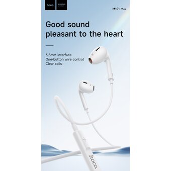  Наушники HOCO M101 Max Crystal grace wire-controlled earphones with microphone белый 
