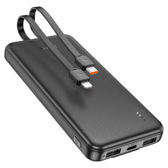  Аккумулятор внешний резервный HOCO J118 Speed energy power bank with cable 10000mAh черный 