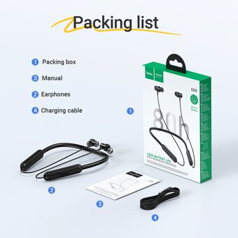  Наушники bluetooth HOCO ES70 Armour neck-mounted BT earphones (черные) 