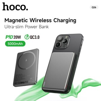  Аккумулятор внешний резервный HOCO Q26 Joy PD20W magnetic fast charging power bank 5000mAh серый 