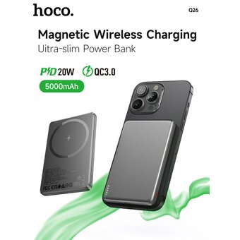 Аккумулятор внешний резервный HOCO Q26 Joy PD20W magnetic fast charging power bank 5000mAh серый 