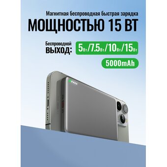  Аккумулятор внешний резервный HOCO Q26 Joy PD20W magnetic fast charging power bank 5000mAh серый 