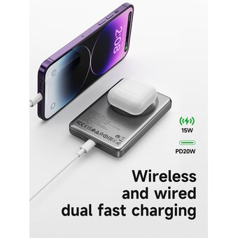  Аккумулятор внешний резервный HOCO Q26 Joy PD20W magnetic fast charging power bank 5000mAh серый 