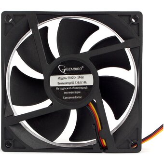  Вентилятор Gembird S9225H-3P4M 92x92x25 гидродинамический тихий 3 pin/4pin Molex провод 30 см 
