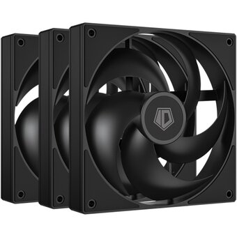  Вентилятор ID-COOLING AS-120-K Trio (3 in 1) 120x120x25мм (PWM, резиновые углы, черный, 300-2000об/мин, супертихий) Box 