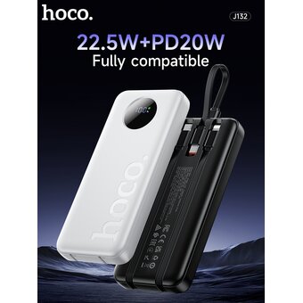  Аккумулятор внешний резервный HOCO J132 Sabio 22.5W+PD20W fully compatible power bank with 3 cables 10000mAh черный 