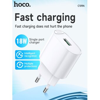  CЗУ HOCO C109A Fighter single port QC3.0 charger EU белый 