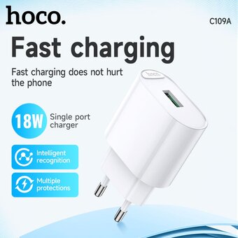  CЗУ HOCO C109A Fighter single port QC3.0 charger EU белый 