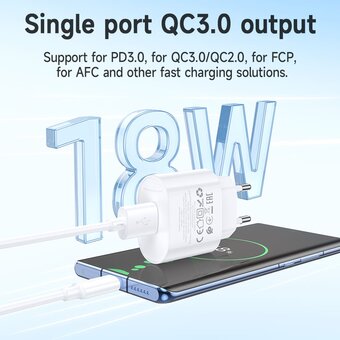  CЗУ HOCO C109A Fighter single port QC3.0 charger EU белый 