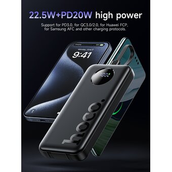  Аккумулятор внешний резервный HOCO J132 Sabio 22.5W+PD20W fully compatible power bank with 3 cables 10000mAh черный 