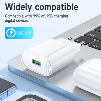 CЗУ HOCO C109A Fighter single port QC3.0 charger EU белый 