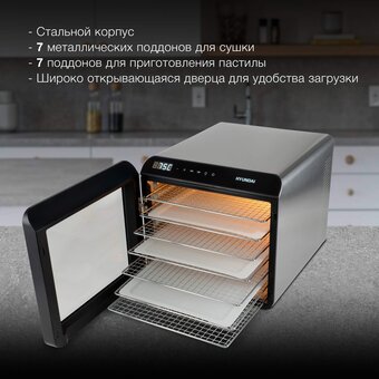  Сушка для фруктов и овощей Hyundai HYFD-8801 14под. серебристый 