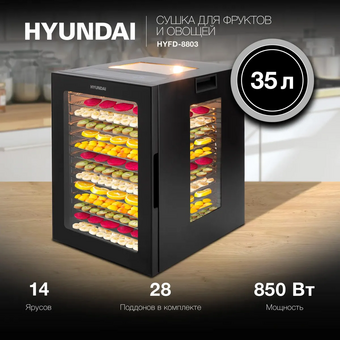  Сушка для фруктов и овощей Hyundai HYFD-8803 28под. черный 
