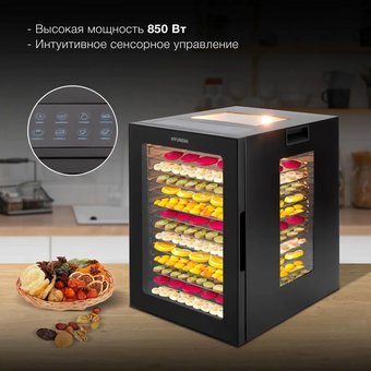  Сушка для фруктов и овощей Hyundai HYFD-8803 28под. черный 