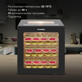  Сушка для фруктов и овощей Hyundai HYFD-8804 20под. черный 