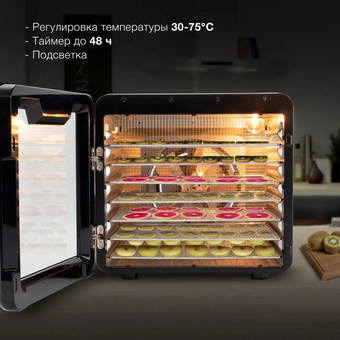  Сушка для фруктов и овощей Hyundai HYFD-8802 14под. серебристый 
