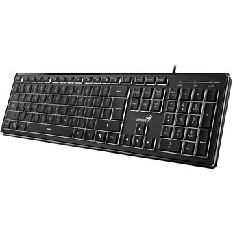  Клавиатура Genius SlimStar 820, проводная, USB, 104 клавиши, черный 