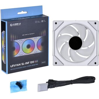  Вентилятор Lian Li Uni Fan SL-INF 120 White /UF-SLIN120-1W/ G99.12SLIN1W.R0/ 120x120x25мм (PWM, ARGB, 200-2100 об/мин, 29dBa) 