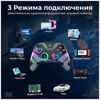  Геймпад беспроводной EasySMX X15 (VG-C449) с RGB подсветкой, меха 