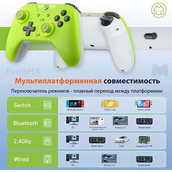  Геймпад беспроводной EasySMX X05 (VG-C508) с RGB подсветкой, зеленый 