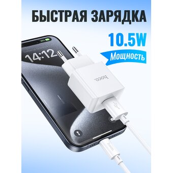  СЗУ HOCO C106A Leisure single port charger+Type-C (EU), (белый) 