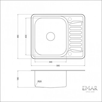  Мойка для кухни EMAR Steel 5848 нерж 