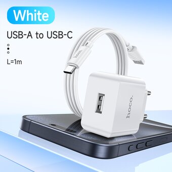  СЗУ HOCO C106A Leisure single port charger+Type-C (EU), (белый) 