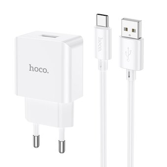  СЗУ HOCO C106A Leisure single port charger+Type-C (EU), (белый) 
