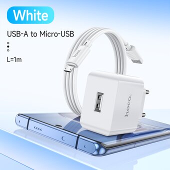  СЗУ Hoco C106A Leisure single port charger+Micro (EU), white 