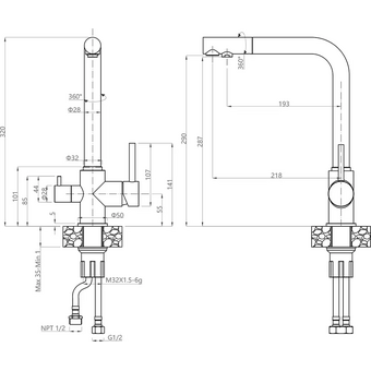  Смеситель GranFest 3611 мрамор, серый 