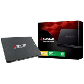  SSD Biostar S160 (S160-512G) 512GB (2.5", SATA 3.0, 3D TLC, 550/485MB/s) 