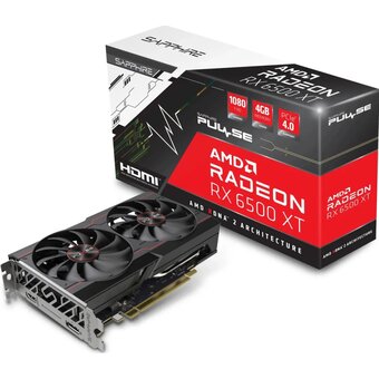  Видеокарта Sapphire AMD Radeon RX 6500XT 4Gb (RX 6500XT Gaming OC Pulse) (11314-07-20G) PCI-E 4.0 64bit GDDR6 2685/18000 HDMIx1 DPx1 HDCP Ret 
