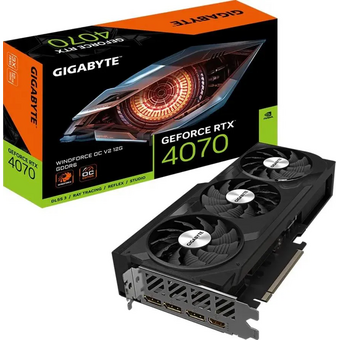  Видеокарта Gigabyte Nvidia GeForce RTX 4070 12Gb (GV-N4070WF3OCV2-12GD) PCI-E 4.0 192bit GDDR6 2490/21000 HDMIx1 DPx3 HDCP Ret 
